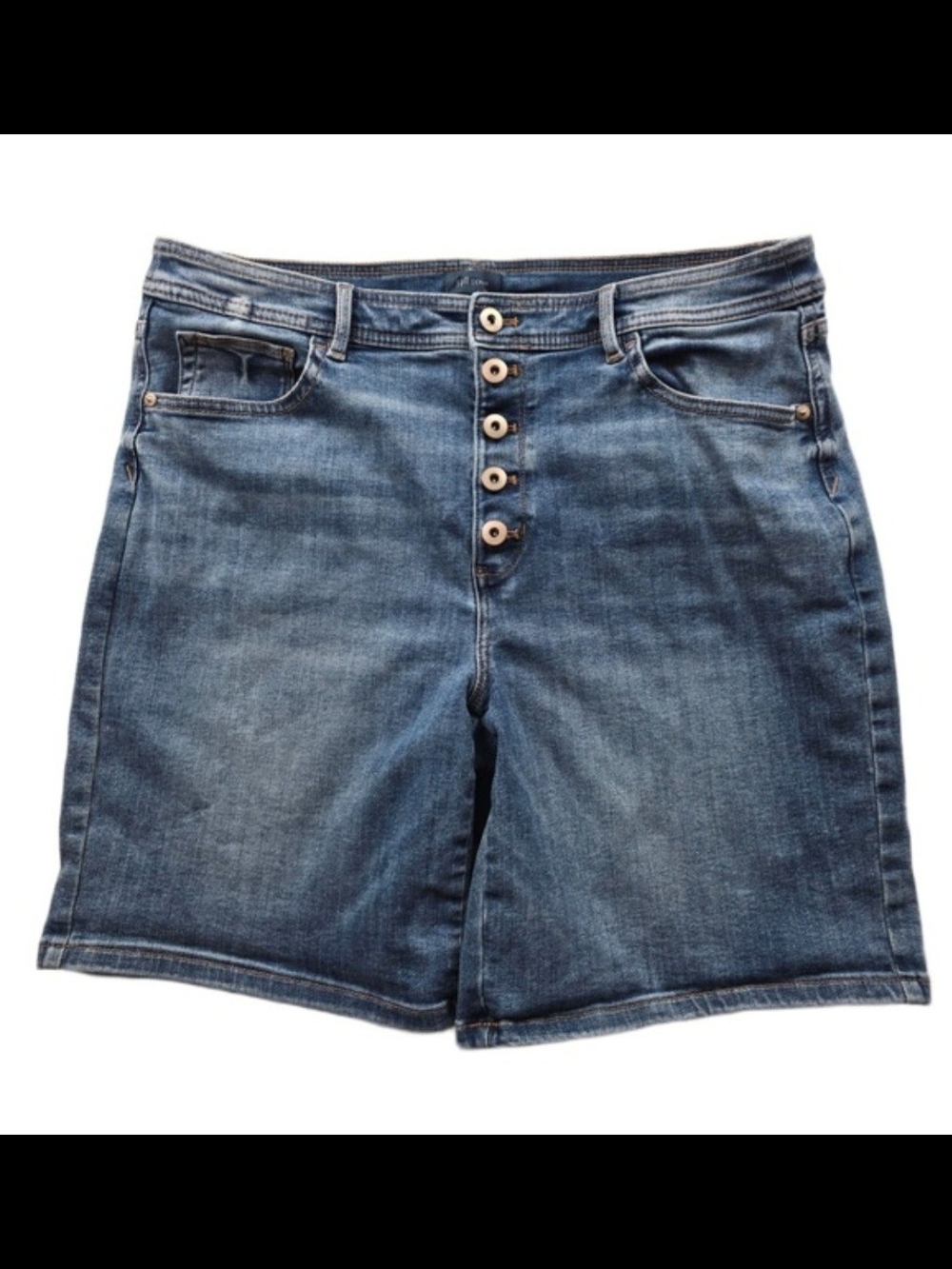 J. Jill Denim Highrise Thigh Length Button-Front Jean Shorts Womens Size 6